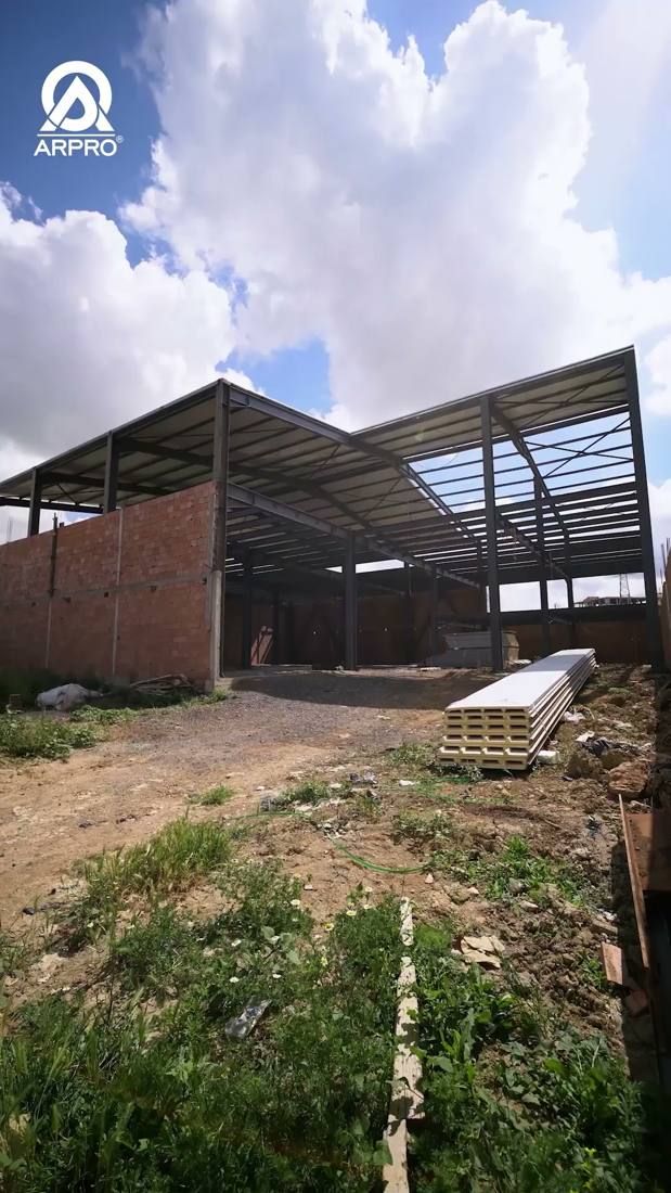 Steel structure of a building under construction